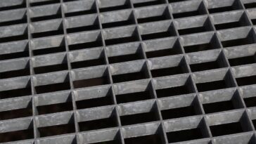 grating, metal construction, zinc plated, gray, structure, cover, footrest